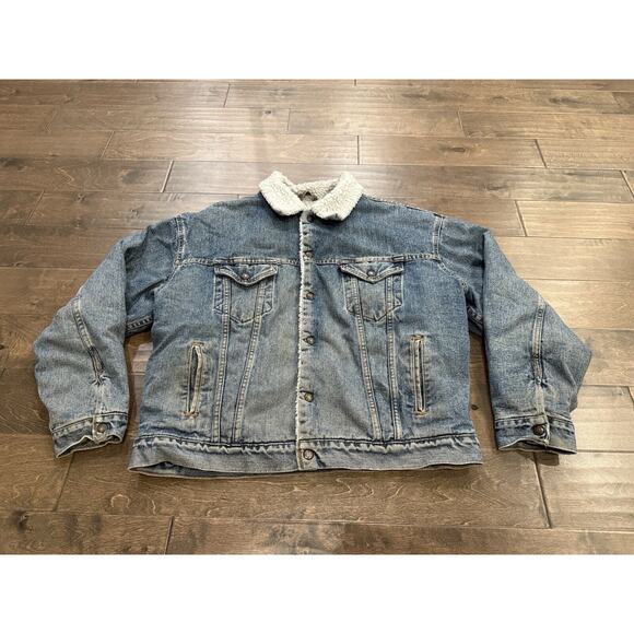 Vtg Levi's Authentic Mens Blue Sherpa Lined Denim Jacket Size XL Made In USA - Picture 2 of 10